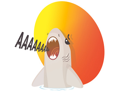 Shark Stefan Was Surprised By This Day. illustration sadness scream shark singing surprised vector
