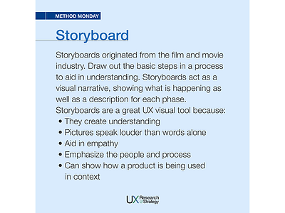 Method Monday 2021 Storyboard branding design methods research social media social media design user experience ux ux design visual design