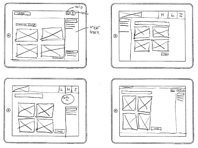 Athena Restaurant menu: sketching ideas design iteration sketches tablet app ui ux