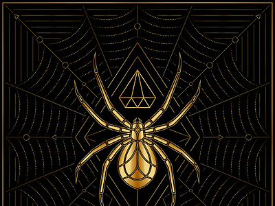 Web3 Spider cexaline design gold illustration lineart monostroke nft