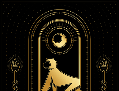 The Great Monkey cexaline design gold illustration lineart monkey monostroke nft