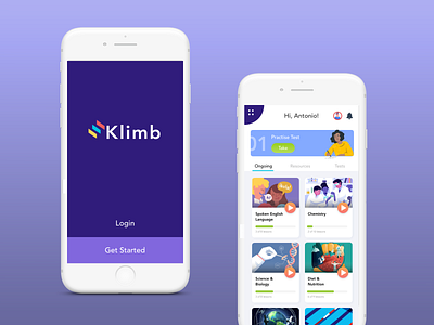 Klimb application ui branding cleanui design education app homepage learning platform minimal ui ux visual design