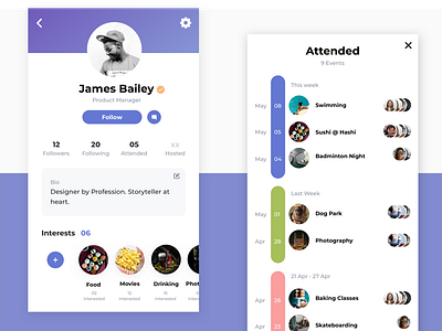 Profile Page app mobile ui ux visual design