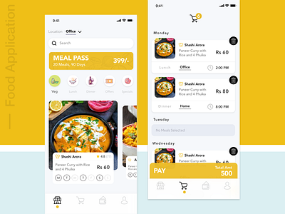Food Application app cart design food foodie homepage indianfood interactions interfacedesign minimal mobile ui user experience design ux visual design