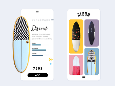 Surfboard Shop application application ui beach cleanui design ecommerce ecommerce app minimal mobile shopping shopping app surfers surfing ui ux visual design