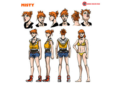 Misty Character Design character design character sheet concept art expressions game design illustration photoshop pokemon vector