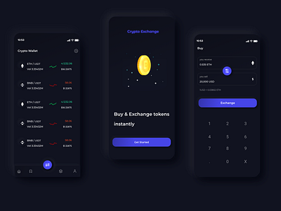 Crypto Exchange app branding design graphic design illustration logo typography ui ux vector