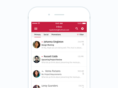 BoxMail - iOS Email Client app design email inbox ios minimal mobile ui ux