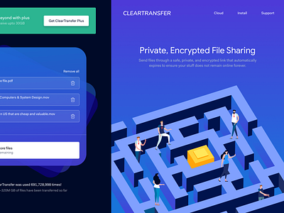 ClearTransfer blockchain clean cloud cloud app data design file sharing minimal ui ux