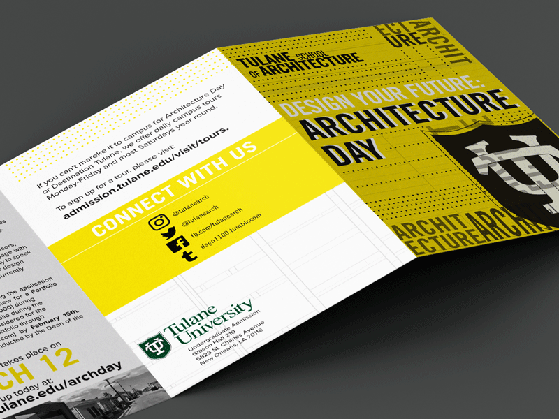 Architecture Day Brochure architeture branding brochure design education marketing new orleans print tulane yellow