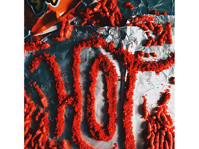Hot- AdjEATives adjeatives cheetos foil food type hand lettering hot cheetos hot food snacks