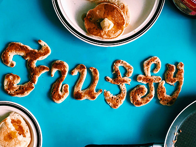 adjEATives- Fluffy adjeatives dimensional type fluffy food food type hand lettering lettering pancakes