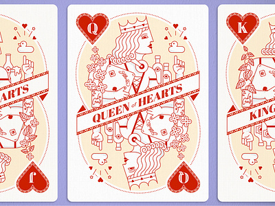 Queen of Hearts advertising atlanta card design iocns la croix playing cards queen of hearts vector illustration