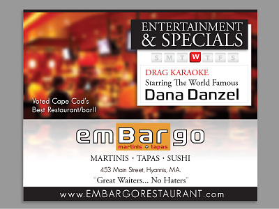 Embargo Ad advertisement bar magazine marketing print restaurant