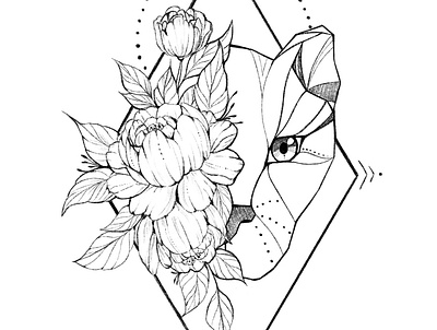 Tattoo Geometric Lioness artist digitalart floral illustration linework procreate tattoo tattooartist tattoodesign