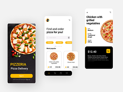 Pizza Restaurant delivery app. UI/UX Design