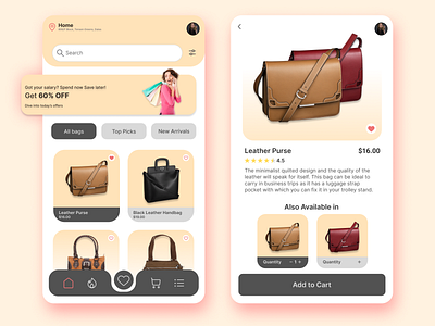 Handbag App app concept design handbag ui
