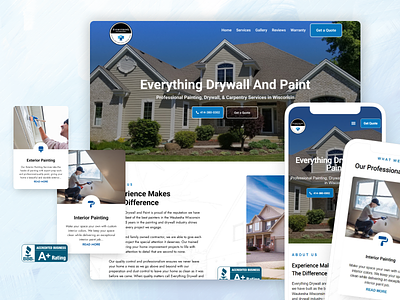 Website Design for Everything Drywall & Paint blue website painting company web design website design wordpress