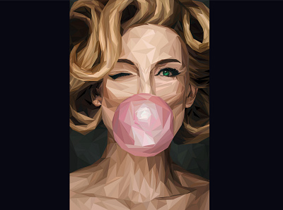 Bubblegum design eye green illustration low poly lowpoly pink woman