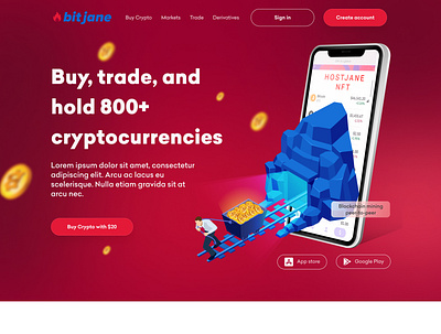 BitJane - Crypto One Page Figma Landing Template crypto cryptocurrency design discord figma graphic design hostjane vector