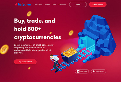 BitJane - One Page Crypto Figma Template crypto cryptocurrency discord figma graphic design hostjane vector