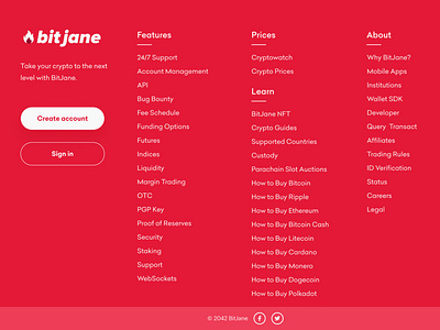BitJane Footer - Crypto Exchange Figma Template