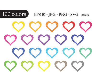 Hearts 100 colors clipart 100 colors clipart heart clip art heart printable vector hearts