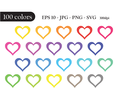 Hearts 100 colors clipart