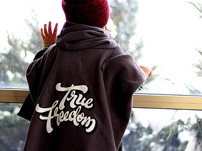 True Freedom fashion kids clothing lettering poncho script