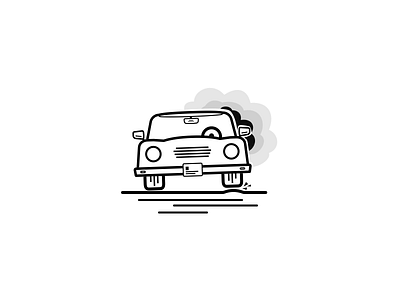 Bump in the road black and white car illustration road sketch