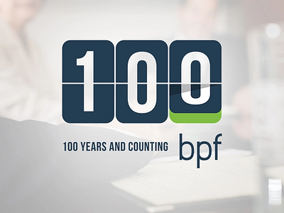 BPF 100 Years accounting anniversary branding business celebration centennial graphic design logo promotion