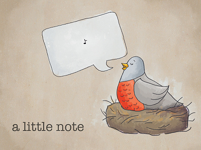 A Little Note bird letter music nest note note card robin singing