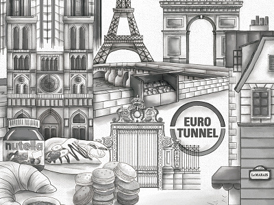Paris Collage arc de triomphe cafe croissant eiffel tower marais notre dame nutella paris seine versailles