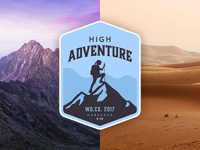 High Adventure adventure climbing desert hiking logo mountains outdoor pack patch seal