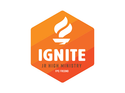 Ignite Jr. High badge church crest fire flame logo patch seal torch youth