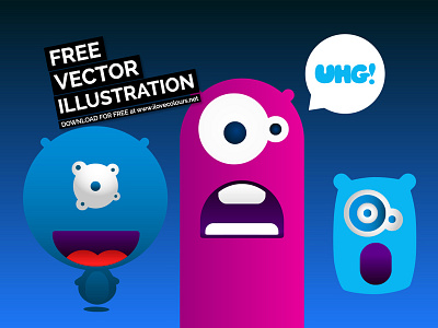 Monsters - Free vector illustration crazy eps free download freebie illustration monsters vector illustration