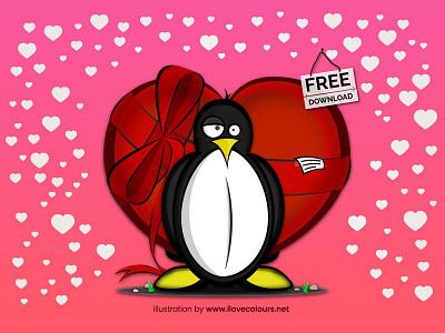 Penguin Illustration - The weight of love - vector graphic animals design free free download freebie graphic design illustration illustrator penguin template vector graphic vector illustration