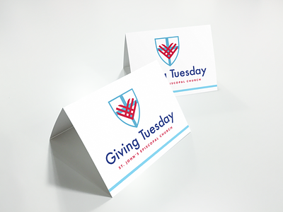 Giving Tuesday Table Tents badge card church episcopal fold giving tuesday heart illustration logo shield st. johns table tent