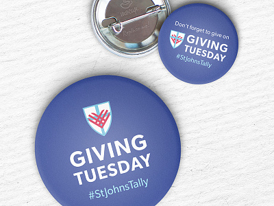 Giving Tuesday Buttons badge button design buttons church episcopal florida giving tuesday heart logo mockup pins stjohns tallahassee