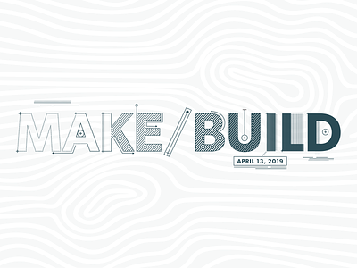 MAKE/BUILD Logo background blueprint branding build construction create creation design hackathon illustration logo make spring technology ux vector wooden