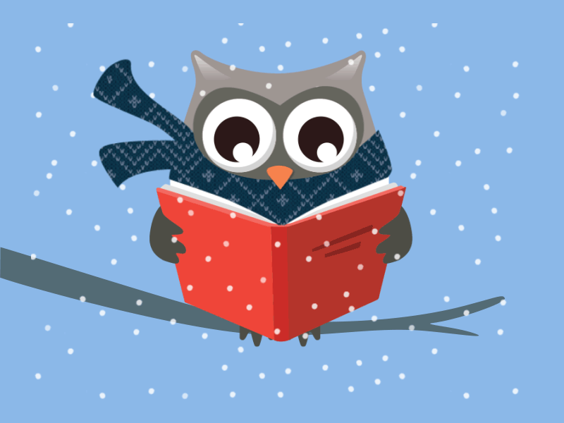 having fun with a reading owl books gif illustration owl reading winter