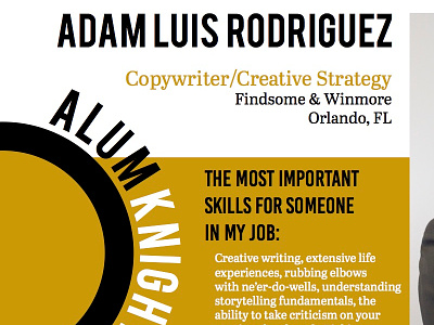 UCF AdClub Alumni Profiles adobe illustrator advertising graphic design indesign orlando page design page layout ucf