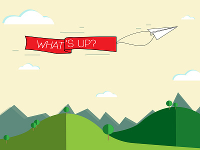 What's Up? 2d doodle forest illustration landscape mountains paperplanes sky trees vector