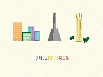 Philippines 2d illustration landmark makati manila map minimalistic monument philippines statue