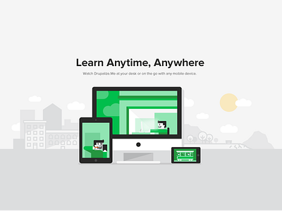 Learn Anytime, Anywhere devices drupal flat illustration web design