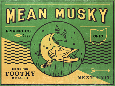 Mean Musky Sign americana fish fishing ohio outdoors tin sign vintage