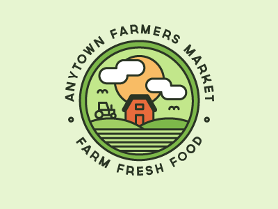 Anytown Farmers Market badge farm illustration logo market simple