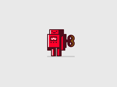 Windup Robot drupal flat icon illustration logo robot simple