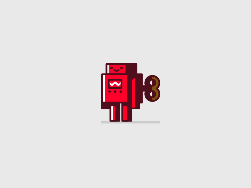 Windup Robot robot logo icon illustration simple flat drupal