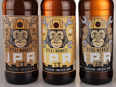 Beer Label beer bottle illustration label line monkey simple